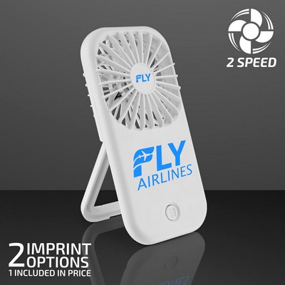 White Fan with Kickstand, 2-Speed, Non-Light Up - PRINTED
