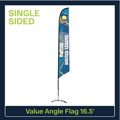 Value 16.5' Angle Flag - Single Sided Graphic Black X Base
