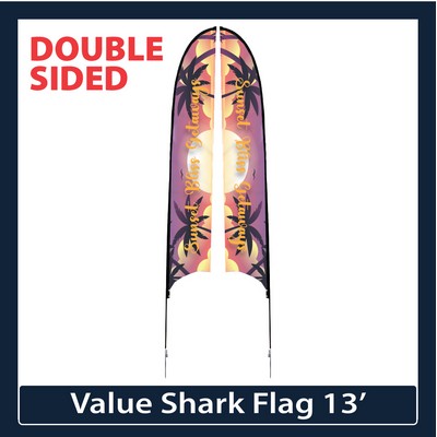 Value 13' Shark Flag - Double Sided w/Spike Base and Carry Bag