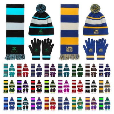 Custom Beanie Hat Gloves And Scarf Set ( 57 x 7.3 )