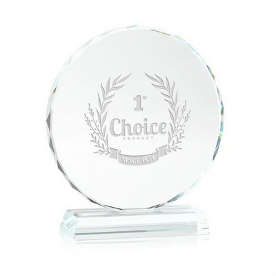 Round Edge Crystal Glass Awards With Base 3/5" Thick