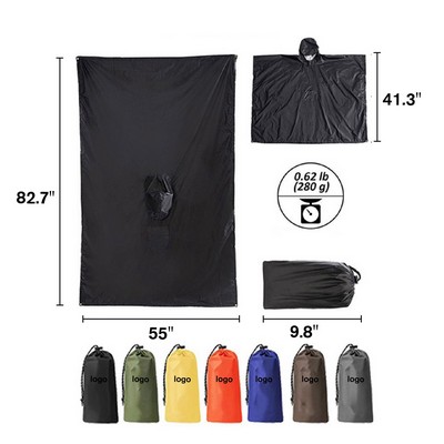Hooded Rain Poncho Waterproof Raincoat for Men Women Adults
