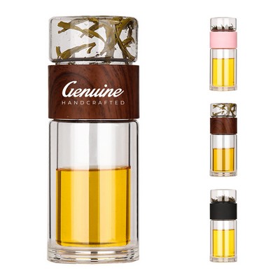 11oz Double Wall Glass Tea Bottle with Infuser
