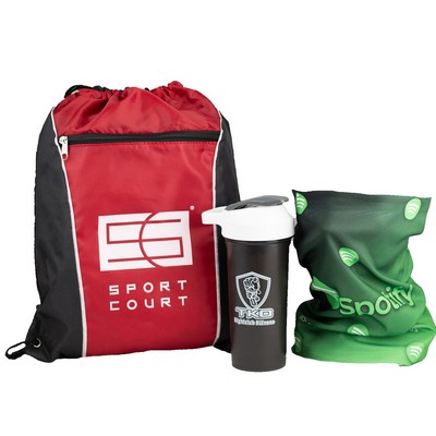 Sports Kit with Drawstring Bag, Cooling Gaiter & Leak-Proof Shaker