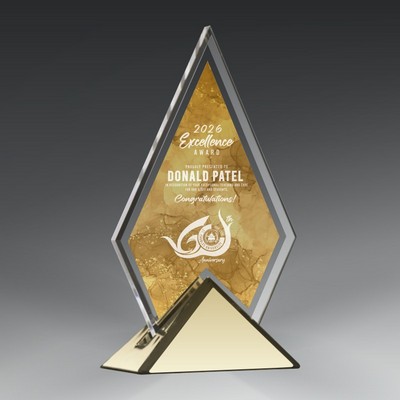 Acrylic Triangle in Gold Triangle Base