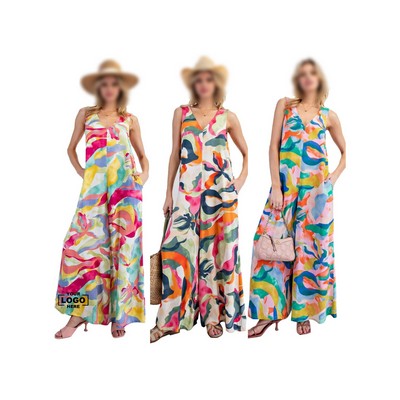 Floral Sleeveless Wide-Leg Jumpsuit