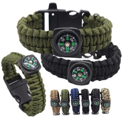 Tactical Paracord Bracelet w/ Whistle & Compass