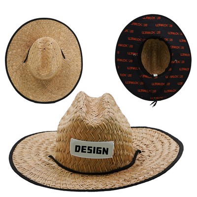 Custom Wide Brim Woven Straw Team Hat
