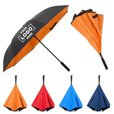 49" Arc C Shape Handle Reversible Windproof Umbrella