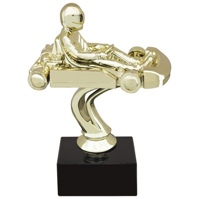 5 1/2" Gold Go Kart Figure on Black Marble Base