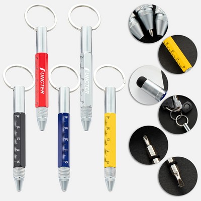 5 In 1 Multi-Function Metal Keychain Tool Pen