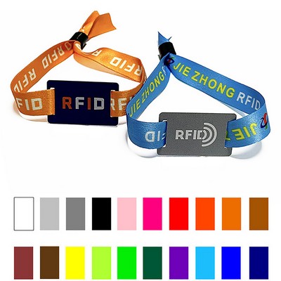Custom Water Resistant RFID Woven Wristband PVC Tag