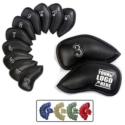 12pcs Thick Synthetic Leather Golf Iron Head Covers Set