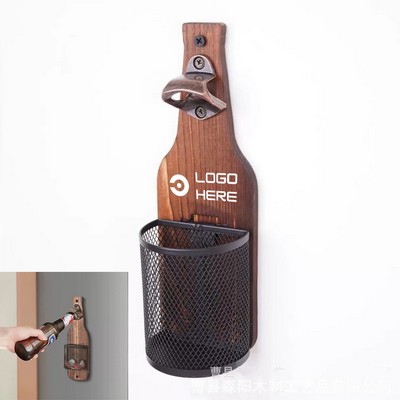 Wall Mounted Bottle Opener With Beer Lid Storage Box