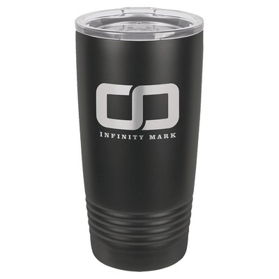 Polar Camel 20 oz. Black Vacuum Insulated Ringneck Tumbler with Clear Lid