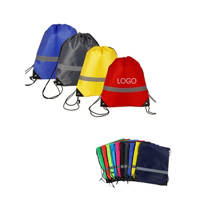 Reflective Stripe Drawstring Backpack Bag
