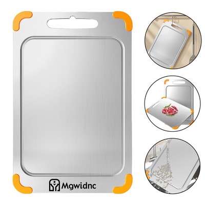 Kids Double-Sided 316 Food-Grade Stainless Steel Cutting Board with Non-Slip Silicone Pad