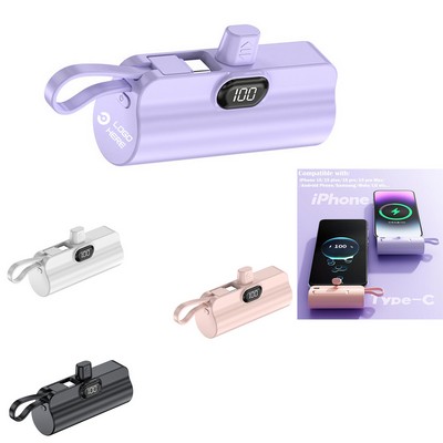 Mini 2-in-1 Capsule Power Bank with Cable and Phone Stand