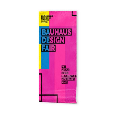 15" x 47" Shiny Polyester Banner - Angled Portable Podium