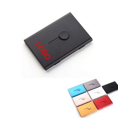 Custom Portable Aluminum Alloy Thumb-push Business Card Holder Case 3''x4''