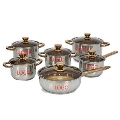 12-Piece Stainless Steel Multi-Layer Bottom Cookware Set