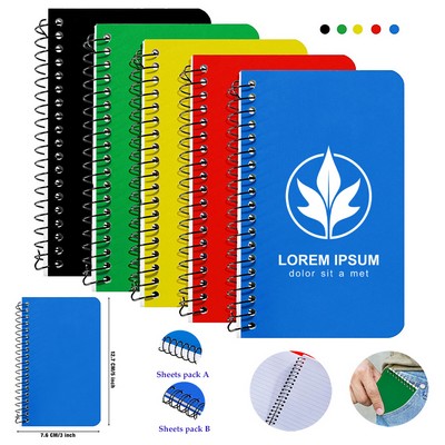 PP Coil Book Waterproof 60 Sheets 5 x 3 Inch College Ruled Pocket Notebook