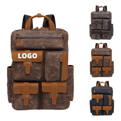 Vintage Canvas Leather Backpack