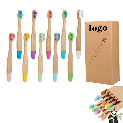 6" Eco Friendly Kids Bamboo Toothbrush With Soft Bristles