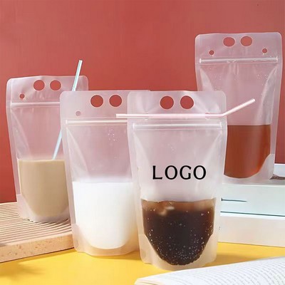 Portable Resealable 500ml Drink Pouches with Straw