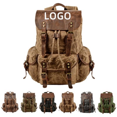 Vintage Canvas Leather Backpack
