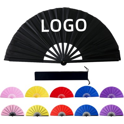 Folding Fabric Fan With Plastic Handle