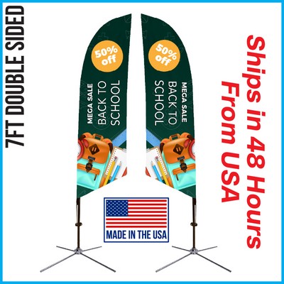 7' Angle Flag - Double Sided w/ Chrome X Base - Made in the USA