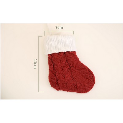 Christmas Decoration Stocking Hanging Ornament Tableware Holder Knitted Christmas Sock