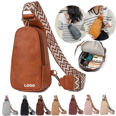 Custom Women's PU Leather Satchel Daypack Crossbody Sling Chest Bag