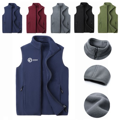 Mens Fleece Vest Slim Fit Polar Fleece Sleeveless Jacket Full Zip Outdoors