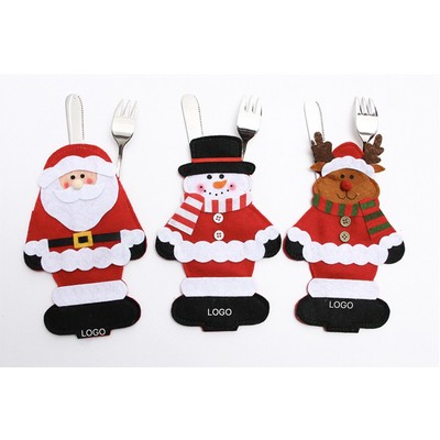 Christmas Santa Cutlery Holder Cartoon Tableware Fork and Knife Bag Cutlery Cover