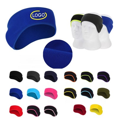 Winter Stretch Fleece Earmuffs Headband with Embroidered Logo