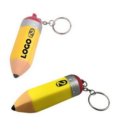Pencil-Shaped Squeeze Toy With Keychain