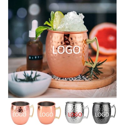 Hand Hammered Copper Mugs with Brass Handles