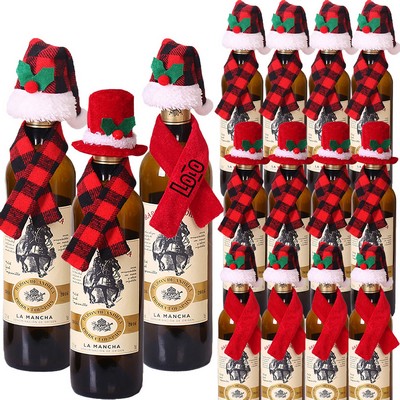 Christmas Wine Bottle Hat & Scarf Set Cover