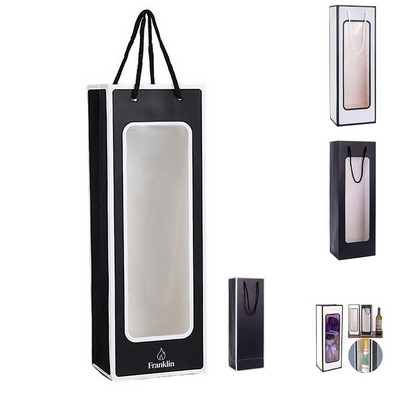 Kraft Paper Wine Gift Bags with Clear Window and Handles