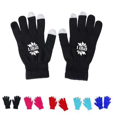 Unisex 3-Finger Touchscreen Acrylic Knit Gloves