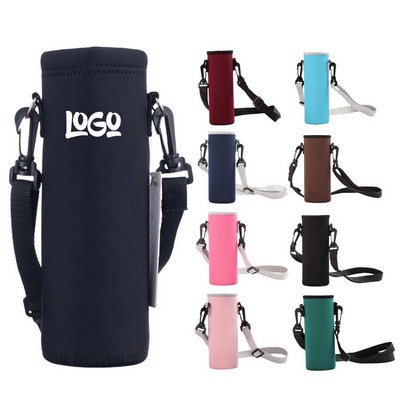 Neoprene water bottle holder w/ shoulder strap