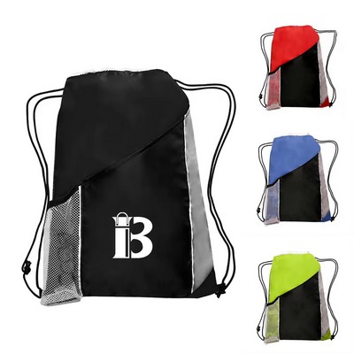 Two Tone Waterproof Mesh Cinch Bag