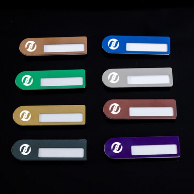 Professional Aluminum Alloy Name Tags Nameplate Badge with Safety Pin & Window #12