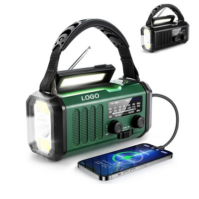 10000mAh Hand Crank Emergency Radio NOAA Weather with Flashlight Phone Charger