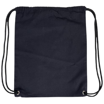 Blank Sports 7 oz Canvas Drawstring Bag | Travel Gym Hiking Event Cinch Black (14x17)