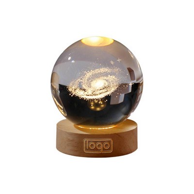 Wooden Base Crystal Ball Night Light