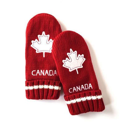 Adult Acrylic Knit Mittens With Fleece Lining