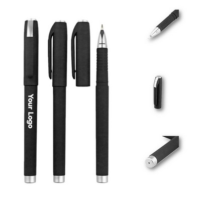 Rubberized Ballpoint Pen with Metallic Accents